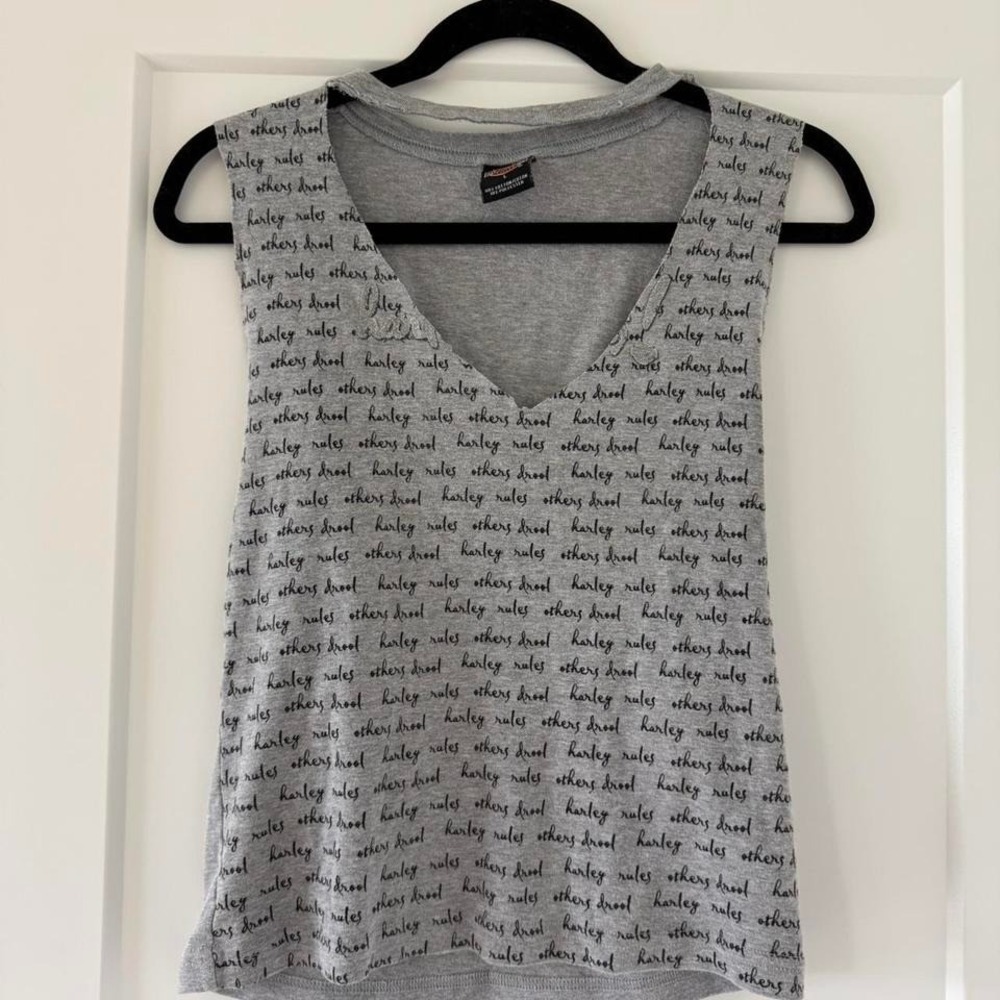 Grey Harley Davidson‎ Women's Tank Top with Cut Out Grey Size Large